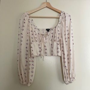 Puff long sleeve sweetheart milkmaid floral top